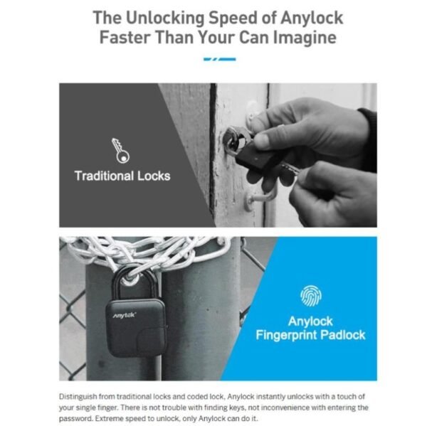 Smart Lock Waterproof L3 Fingerprint Padlock - Image 10