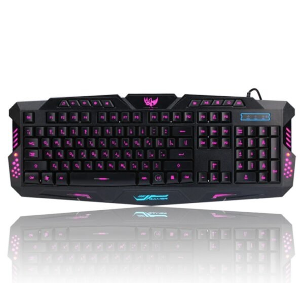 J10 tricolor backlight wired gaming keyboard set colorful luminous gaming mouse keyboard Russian keyboard - Image 3